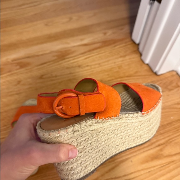 Marc Fisher LTD Renni Platform Espadrille Wedge Sandals Orange Suede Size 5 - Picture 12 of 16